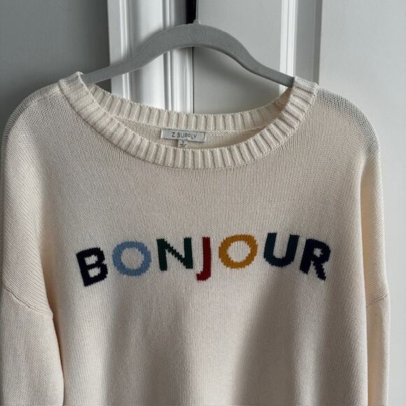 Z. Supply Sienna Bonjour Sweater Knit Sweater Small Ivory/Sandstone - Picture 2 of 7